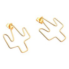 Load image into Gallery viewer, Gold-Plated Cactus Drop Earrings from Bali - Cactus Party | NOVICA
