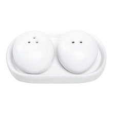 Load image into Gallery viewer, White Ceramic Salt and Pepper Set (3 Pieces) - Soft Seasoning | NOVICA
