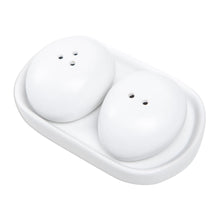 Load image into Gallery viewer, White Ceramic Salt and Pepper Set (3 Pieces) - Soft Seasoning | NOVICA
