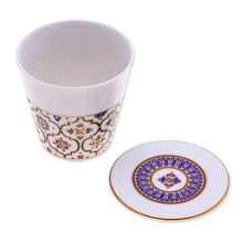 Load image into Gallery viewer, Lidded Benjarong Porcelain Mug from Thailand - Five Colors | NOVICA
