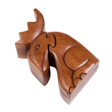 Load image into Gallery viewer, Decorative Wood Puzzle Box with Moose Motif - Lead the Charge | NOVICA
