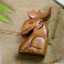 Load image into Gallery viewer, Decorative Wood Puzzle Box with Moose Motif - Lead the Charge | NOVICA
