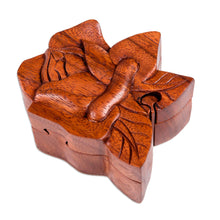 Load image into Gallery viewer, Decorative Wood Puzzle Box with Lotus Motif - Lotus Secret | NOVICA
