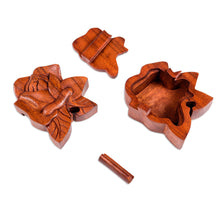 Load image into Gallery viewer, Decorative Wood Puzzle Box with Lotus Motif - Lotus Secret | NOVICA
