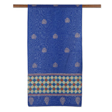 Load image into Gallery viewer, Hand-Woven Chanderi Cotton Blend Shawl - Ancient Poetry | NOVICA
