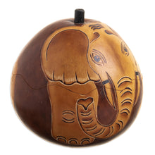 Load image into Gallery viewer, Dried Gourd with Burned Image of an Elephant from Peru - Earth Tone Elephant | NOVICA
