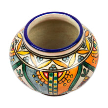 Load image into Gallery viewer, Talavera Inspired Unique Flower Pot from Puebla Mexico - Desert Fruits | NOVICA
