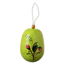 Load image into Gallery viewer, Dried Mate Gourd Green Hand Painted Birdhouse from Peru - Avian Condo | NOVICA
