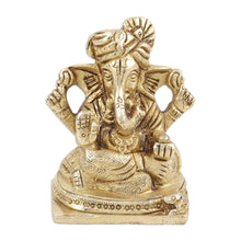 Load image into Gallery viewer, Hand Crafted Brass Ganesha Statuette - Golden Ganesha | NOVICA
