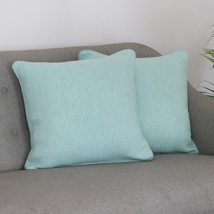 Square Mint Green Cushion Covers (Pair) - Mint Elegance | NOVICA