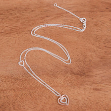 Load image into Gallery viewer, Rose Gold and Sterling Silver Necklace - Dual Hearts | NOVICA
