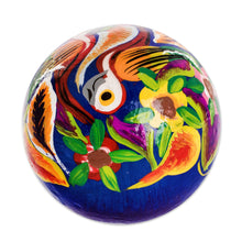 Load image into Gallery viewer, Blue Handcrafted Ceramic Figurine - Skull with Macaws in Blue | NOVICA
