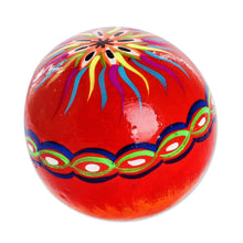 Load image into Gallery viewer, Multicolored Ceramic Figurine - Flowery Skull in Red | NOVICA

