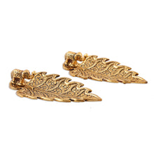 Load image into Gallery viewer, Gold-Toned Leaf Shaped Incense Holders (Pair) - Golden Elephant | NOVICA
