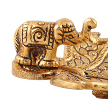 Load image into Gallery viewer, Gold-Toned Leaf Shaped Incense Holders (Pair) - Golden Elephant | NOVICA
