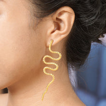 Load image into Gallery viewer, Handmade Gold-Plated Drop Earrings with Snake Motif - Rattlesnake Rumble | NOVICA
