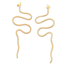 Load image into Gallery viewer, Balinese Gold-Plated Drop Earrings with Snake Motif - Cobra Queen | NOVICA
