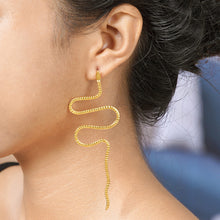 Load image into Gallery viewer, Balinese Gold-Plated Drop Earrings with Snake Motif - Cobra Queen | NOVICA

