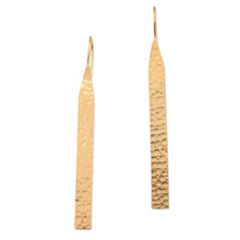 Load image into Gallery viewer, Gold-Plated Drop Earrings with Hammered Finish - Wish You Were Here | NOVICA
