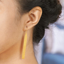 Load image into Gallery viewer, Gold-Plated Drop Earrings with Hammered Finish - Wish You Were Here | NOVICA
