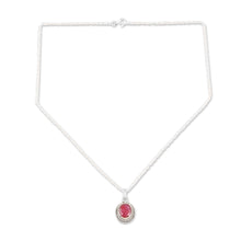 Load image into Gallery viewer, Handcrafted Ruby and Sterling Silver Pendant Necklace - Pink Halo | NOVICA
