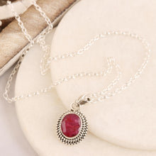 Load image into Gallery viewer, Handcrafted Ruby and Sterling Silver Pendant Necklace - Pink Halo | NOVICA
