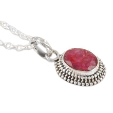 Load image into Gallery viewer, Handcrafted Ruby and Sterling Silver Pendant Necklace - Pink Halo | NOVICA
