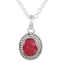 Load image into Gallery viewer, Handcrafted Ruby and Sterling Silver Pendant Necklace - Pink Halo | NOVICA
