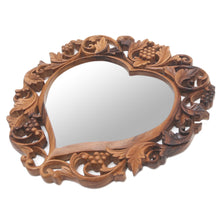Load image into Gallery viewer, Heart-Shaped Suar Wood Wall Mirror - Summer Love | NOVICA

