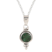 Load image into Gallery viewer, Indian Emerald and Sterling Silver Pendant Necklace - Air Bubble in Green | NOVICA
