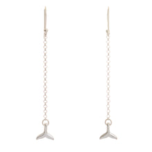Load image into Gallery viewer, Artisan Sterling Silver Earrings from Mexico - Dolphin Tail | NOVICA
