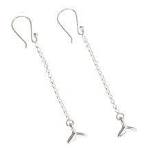Load image into Gallery viewer, Artisan Sterling Silver Earrings from Mexico - Dolphin Tail | NOVICA

