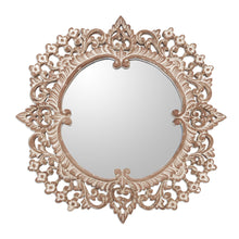 Load image into Gallery viewer, Hand-Carved Wood Floral Wall Mirror from Bali - Blooming Flourish | NOVICA
