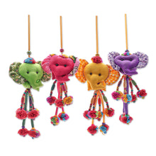 Load image into Gallery viewer, Handcrafted Cotton-Blend Elephant Ornaments (Set of 4) - Happy Herd | NOVICA

