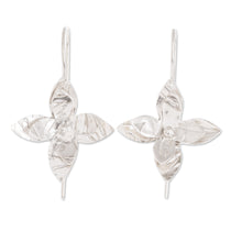 Load image into Gallery viewer, Costa Rican Handmade Sterling Silver Floral Drop Earrings - Flower Duet | NOVICA
