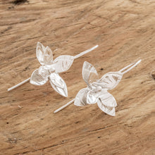Load image into Gallery viewer, Costa Rican Handmade Sterling Silver Floral Drop Earrings - Flower Duet | NOVICA
