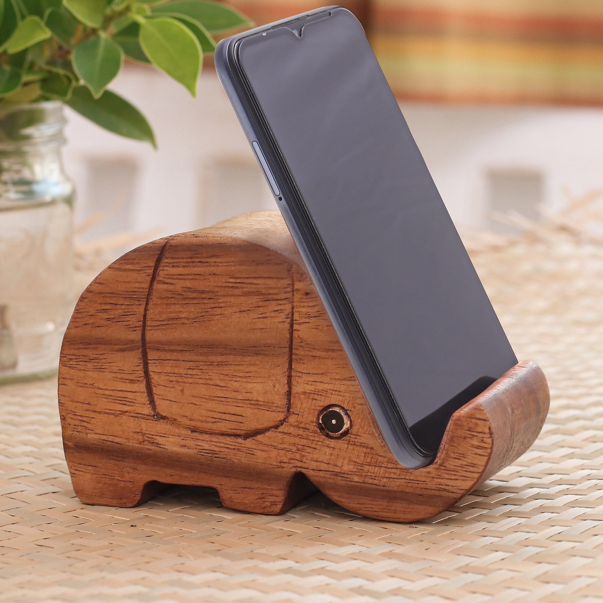UNDISCOVERED Artisan Box Hand-Carved Wood Phone Holder Pretty