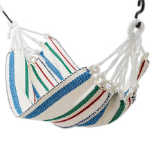 Load image into Gallery viewer, Striped Handwoven Recycled Cotton Blend Single Hammock - Relaxing Summer | NOVICA
