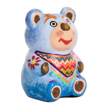 Load image into Gallery viewer, Hand-painted Mini Ceramic Bear Flower Pot from Guatemala - Herbaceous Bear | NOVICA
