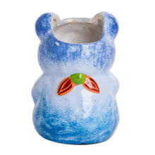 Load image into Gallery viewer, Hand-painted Mini Ceramic Bear Flower Pot from Guatemala - Herbaceous Bear | NOVICA

