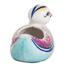 Load image into Gallery viewer, Handpainted Mini Ceramic Duck Flower Pot from Guatemala - Herbaceous Duck | NOVICA
