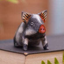 Load image into Gallery viewer, Artisan Crafted Suar Wood Piglet Statuette - Piglet | NOVICA
