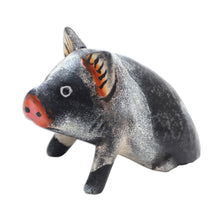 Load image into Gallery viewer, Artisan Crafted Suar Wood Piglet Statuette - Piglet | NOVICA
