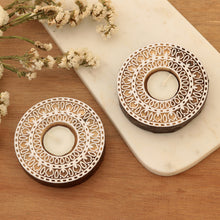 Load image into Gallery viewer, Artisan Crafted Mango Wood Tealight Candle Holders (Pair) - Ignite the Light | NOVICA
