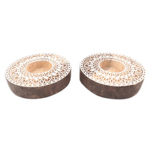 Load image into Gallery viewer, Artisan Crafted Mango Wood Tealight Candle Holders (Pair) - Ignite the Light | NOVICA
