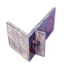 Load image into Gallery viewer, Decoupage Wood Phone Stand - Crazy Kaleidoscope | NOVICA

