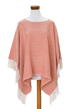 Load image into Gallery viewer, Handloomed Cotton Poncho in Orange Tones from El Salvador - Orange Sand | NOVICA

