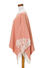 Load image into Gallery viewer, Handloomed Cotton Poncho in Orange Tones from El Salvador - Orange Sand | NOVICA
