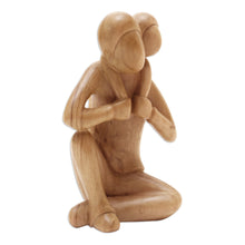 Load image into Gallery viewer, Father and Child Hibiscus Wood Statuette - My Hero | NOVICA
