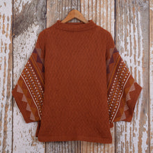 Load image into Gallery viewer, Knit 100% Baby Alpaca Poncho Sweater - Spicy Paprika | NOVICA
